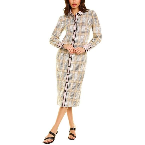 Walter Baker Tia Midi Dress Plaid Long Sleeves Knit Preppy - Picture 1 of 9